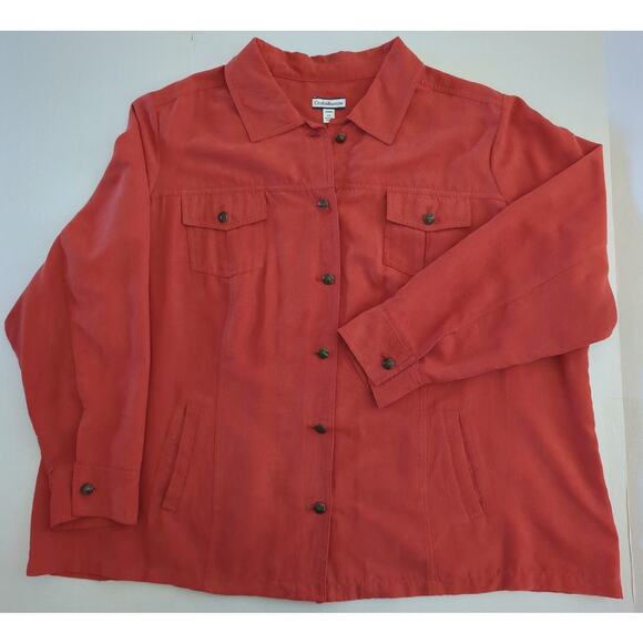 Croft & Barrow Rust Microsuede Long Sleeve Button Up Collared Shirt Women Sze 3X - Picture 1 of 9